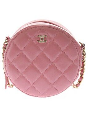 Chanel Chain Shoulder Bag Quilted CC Logo Round Cocoball Lambskin